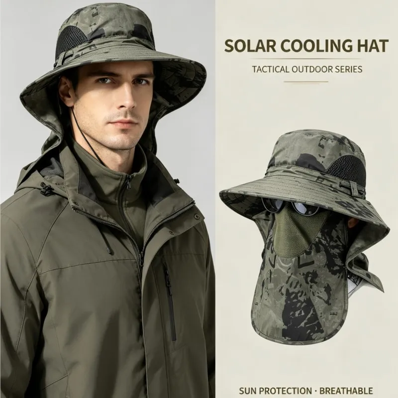 Outdoor Summer Men XXL Big Size Bucket Hat Over 60cm Head Fisherman Cap Face Neck Shield UV Protection Travel Casual Sun Hat