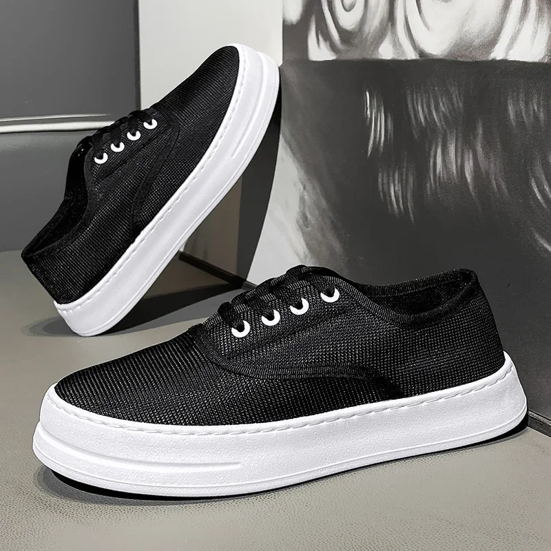 

Мужские однотонные дышащие парусиновые туфли для скейтборда, удобные прочные кроссовки на нескользящей резиновой подошве для мужчин, активного отдыха