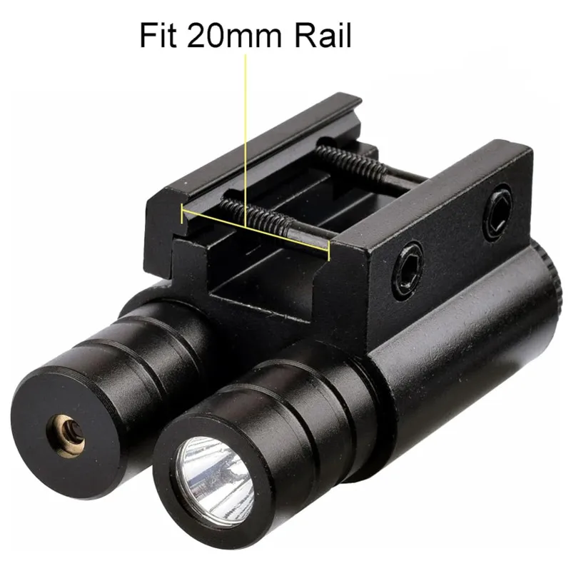 Red Laser Flashlight Combo Light Compact fit 20mm Picatinny Rail