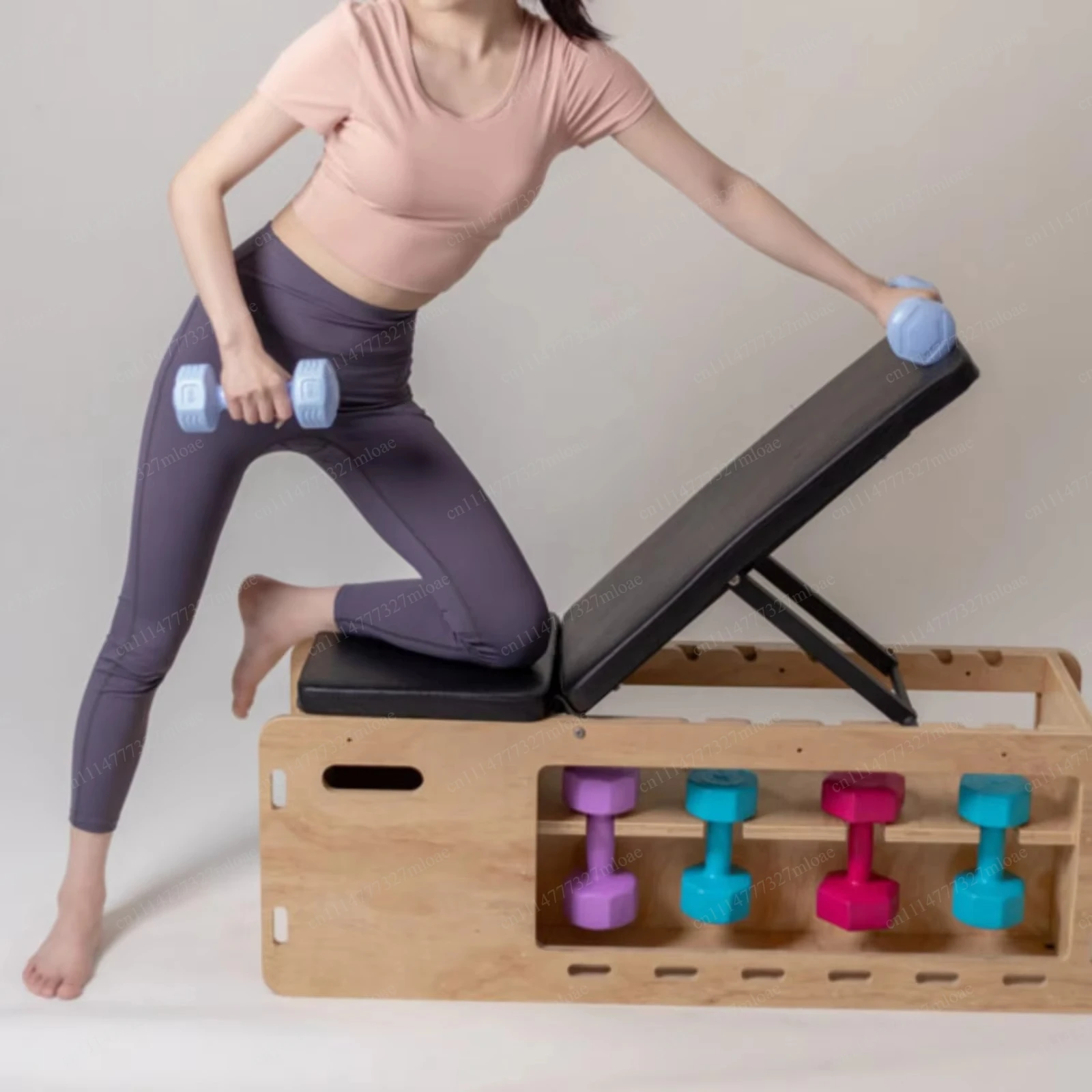 Wooden Adjustable Exercise Bench Multifunction Foldable Weight Bench Padded Incline Decline for Home Gym Body Workout Fitness