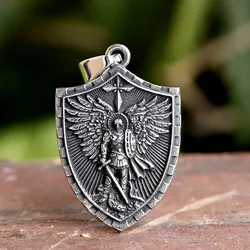 New Fashion Stainless Steel St Michael Medal Pendant Catholic Protect Religious Style Retro Vintage Jewelry free shipping