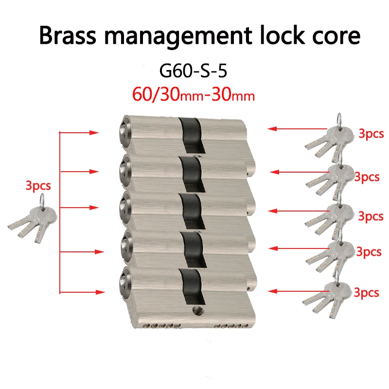 Imagem -04 - Bloqueio Cilíndrico de Latão para Porta Interna e Externa Cilindro de Bloqueio de Gerenciamento Master Key Lock 60 mm 70 mm 80 mm