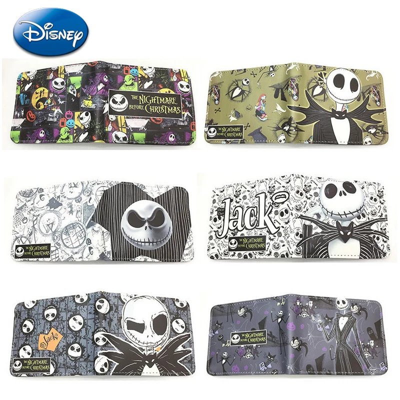 Disney Nightmare Before Christmas Wallet Jack Sally Movie Animation Figures Multi Function Leather Money Bag Kid Men Women Gifts