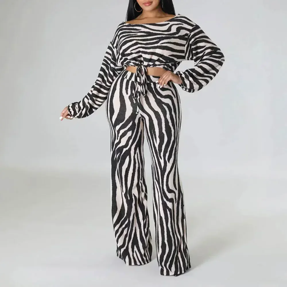 

Europe and The United States Spring Lean Diagonal Shoulder Stripes with Temperament Elegant Pants Two-piece Plus-size Women's Su