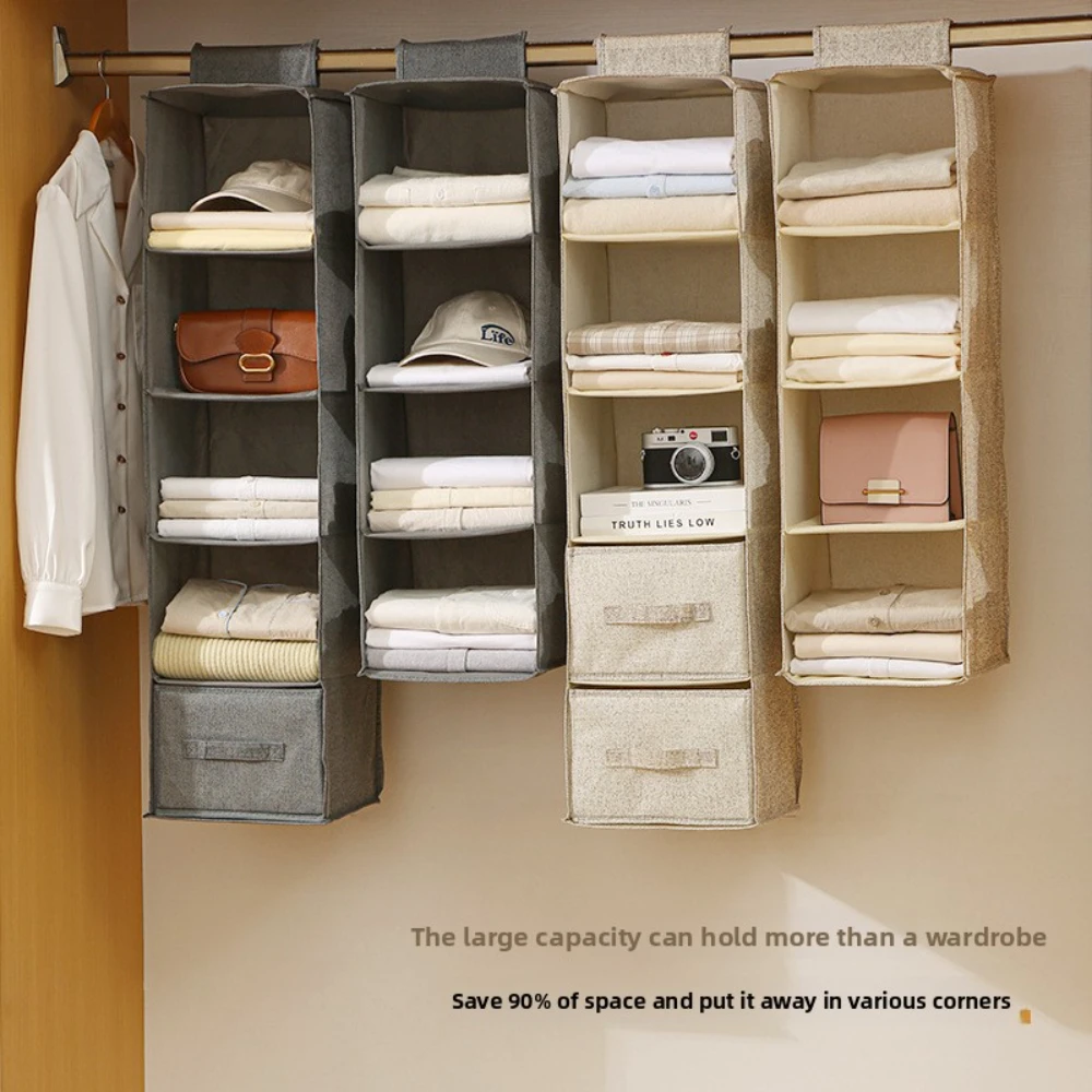 

Multi-Layer Hanging Closet Organizer Hanging Bag/Shelf,Collapsible Wardrobe Sundries Organizer washable fabric