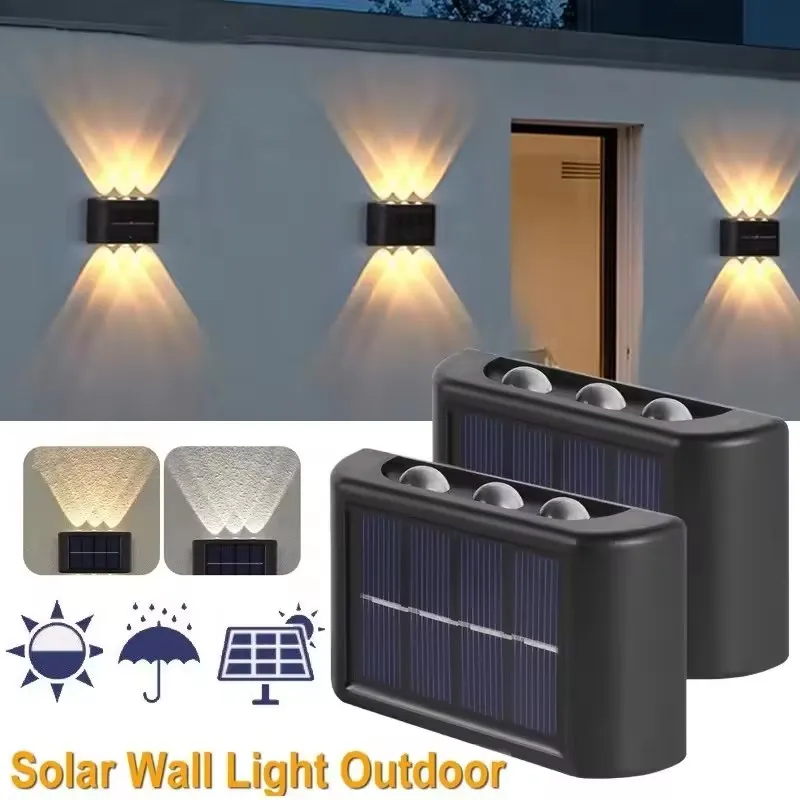 LED Solar Light Outdoor Waterproof Solar Wall Lamp Up and Down Luminous Lighting for Garden Fence Decor Solar Powered Wall Lamp