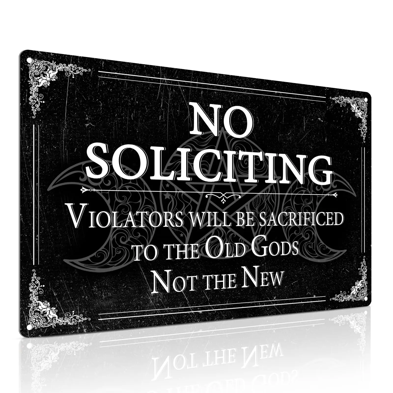 No Soliciting Yard Sign for House - 8x12 Inch Door Signs for Outdoor Use - Violators Will be Sacrificed to the Old Gods Not sign