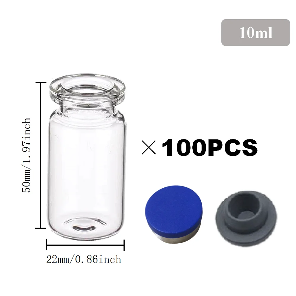 100PCS Transparent Glass Lab Vial With Caps & Stopper Small Bottles Experimental Test Liquid Containers Transparent Lab Vial