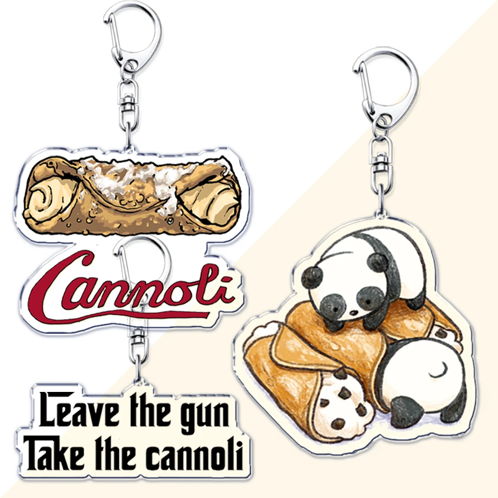 Popular Italian Dessert Cannoli Keychains for Accessories Key Chain Jewelry Leave The Gun Take The Cannoli Keyrings Fans Gifts