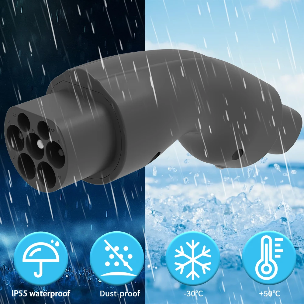 UNIRISE 7.2kW 32A EV Cargador Type2 a NACS Convertidor de velocidad rápida Adaptador de CA Compatible con Tesla Model 3/Y/X/S