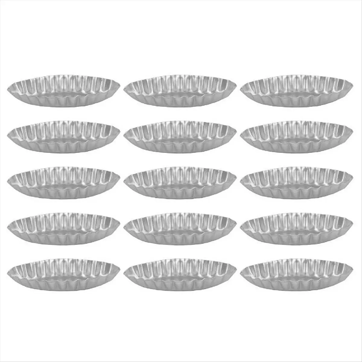 A72P 15 Pieces Fruit Cake Mould for Kitchen Dessert French Cheese Long Ribbed Edge Small Boat Shape Cake Mould