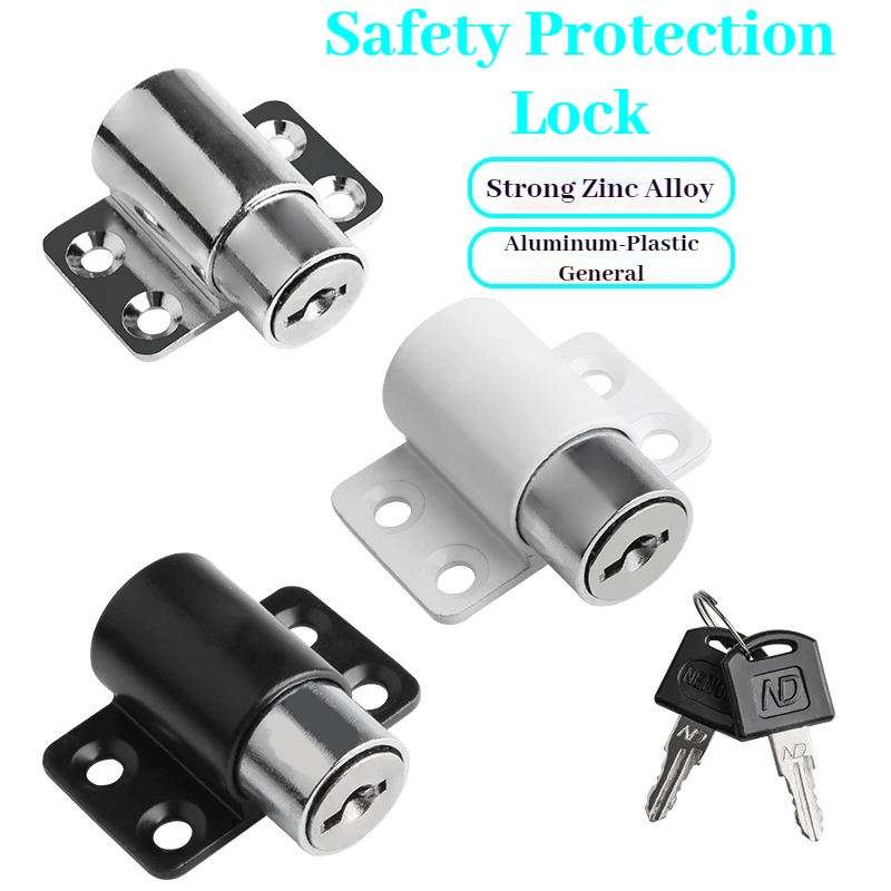 1/3PCS Sliding Window Patio Screw Door Lock Key Push, Safety Protection Antitheft Door Window Security Lock Catches Set