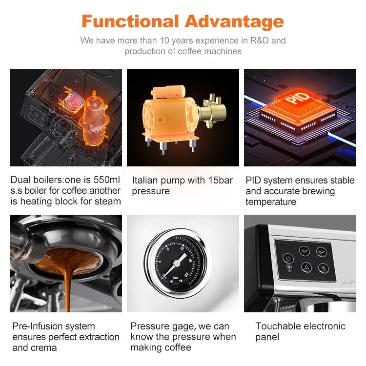 Gemilai CRM3200D Semi Automatic Industrial Commercial Espresso Coffee Machine For Business