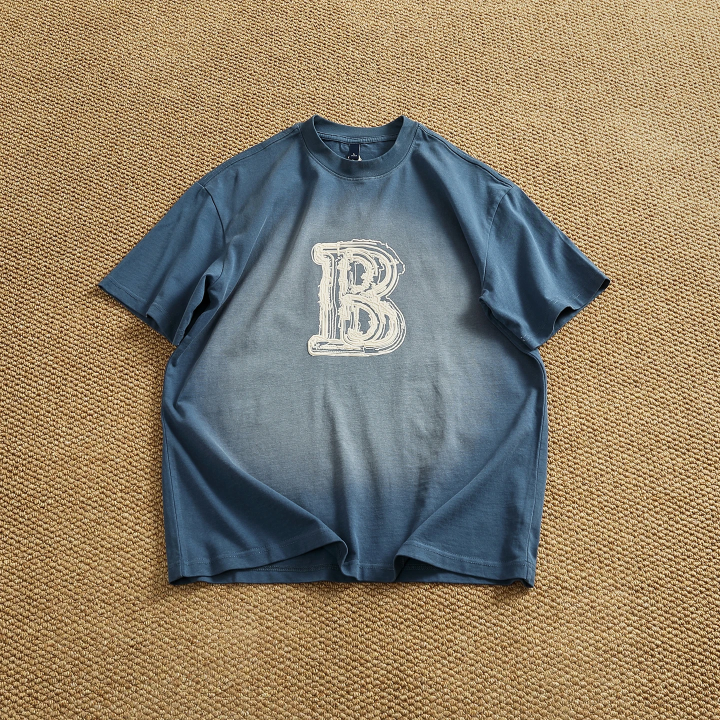 

Vintage Waed ort Sve round Ne T-irt Men's Neutral Couple Sle adient Color f Sve Faionable Urban Casual...