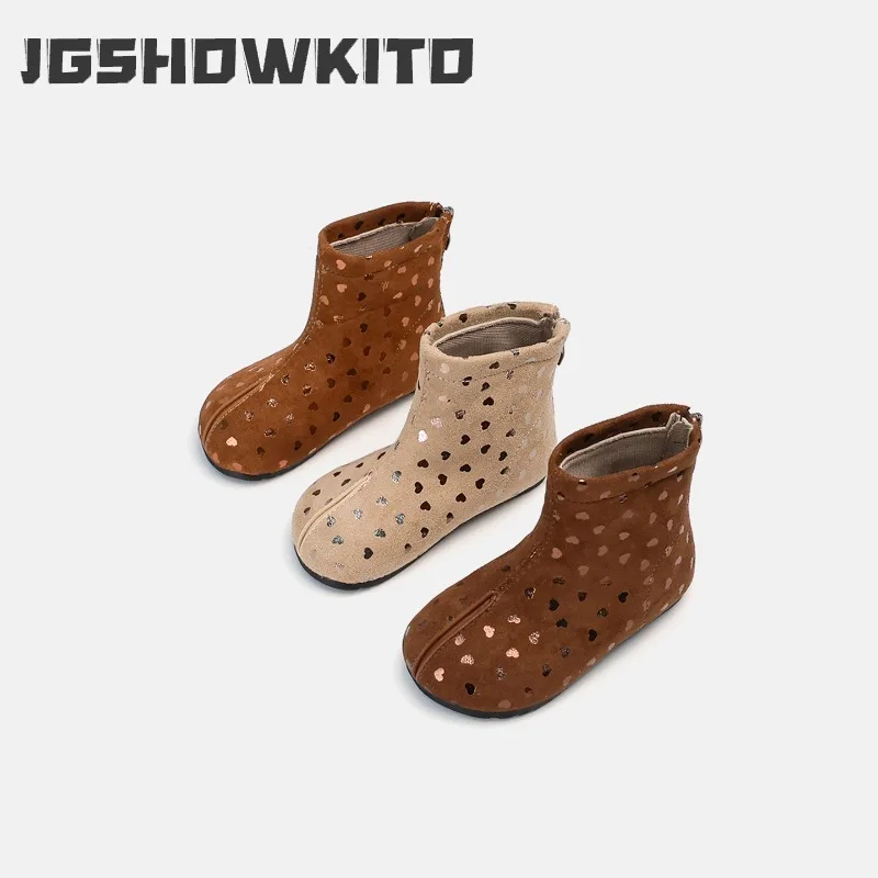 JGSHOWKITO Elegant Sequins Girls Princess Ankle Boots Autumn Winter Children PU Leather Boots Round-toe Kids School Casual Boots