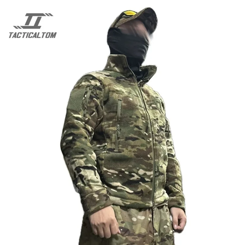 Fleece Multi Pocket Stand Up Collar Tactical Outdoor Warm Training Jacket