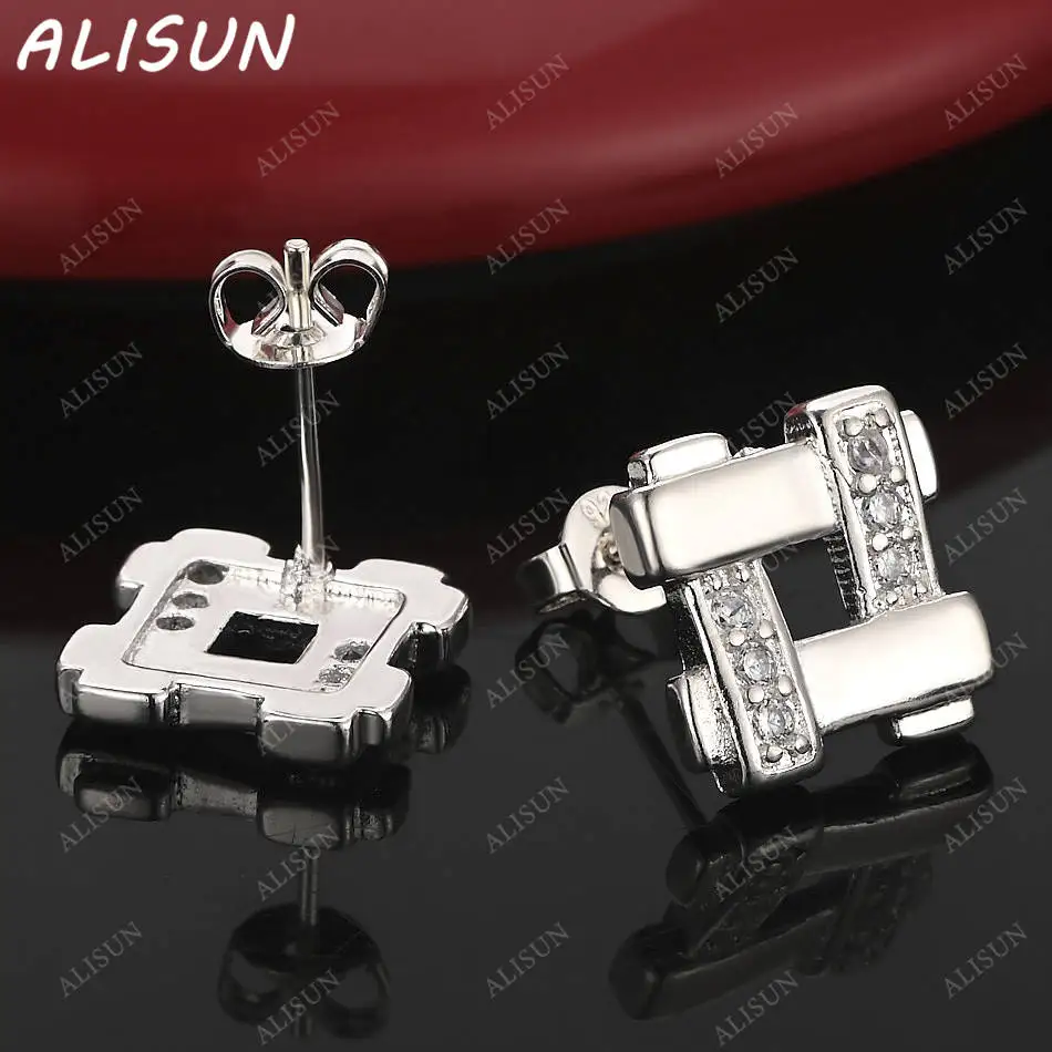 

ALISUN 925 Sterling Silver Zircon Square Earrings Stud Earrings For Women Creativity Gifts Street All-match Party And Daily Wear
