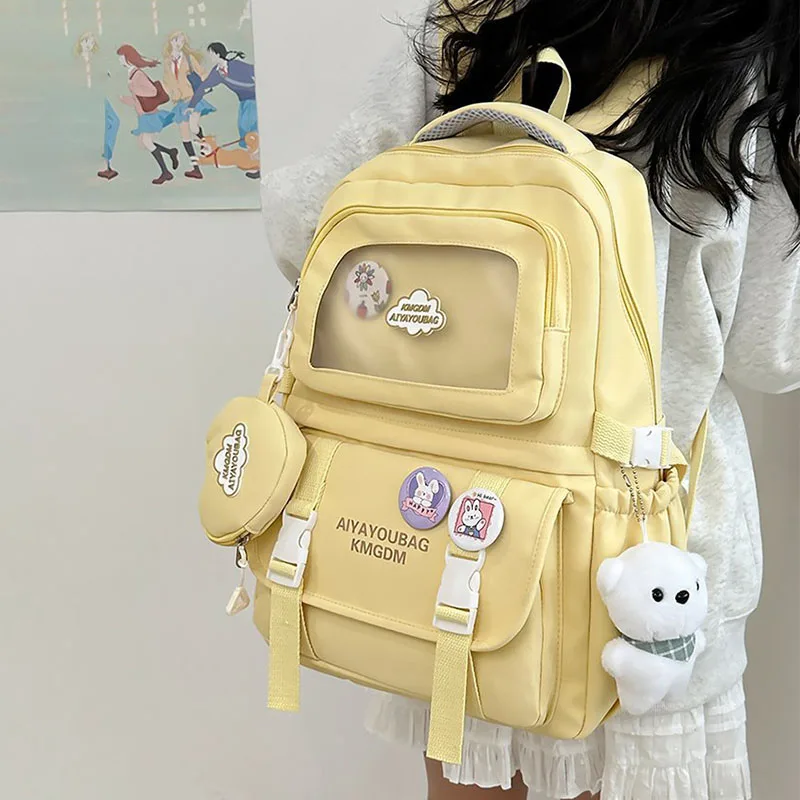 Mochilas escolares Kawaii das meninas Mori, leves, impermeáveis, mochilas para laptop para estudante adolescente, bolsas de ombro casuais femininas chiques