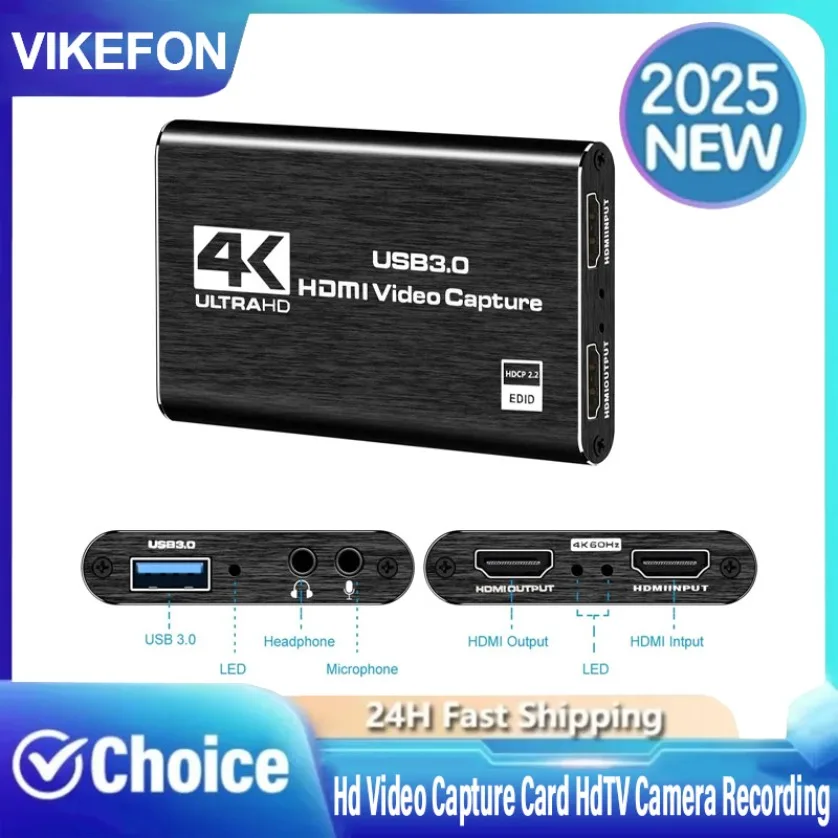 Box - Compatibele 4k 1080p 60fps Hd Video Capture Card HdTV Camera-opname met USB 3.0pc Live Streaming Grabber Recorder