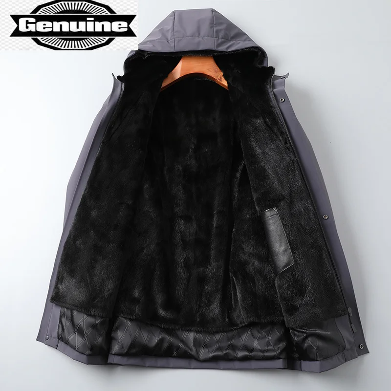 

Liner Real Natural Mink Fur Coat Men Winter Thick Long Casaul Jacket Warm Hooded Coats 2023 New Parkas Clothes WPY3323