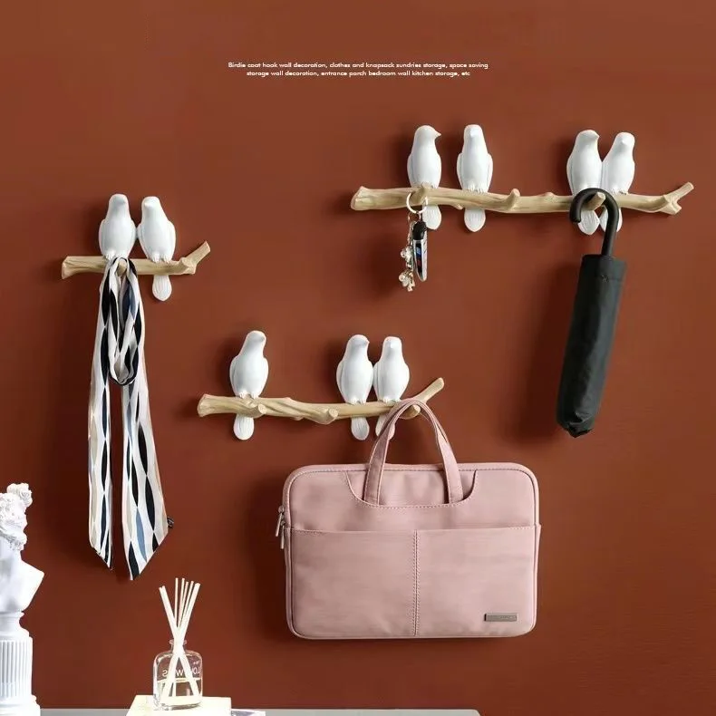 Nordic Creative Resin Bird Wall Hook Decoration Home Porch Door Key Bag Wall Sticker Hanger Clothes Bath Towel Scarf Wall Rack