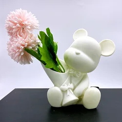 17cm 꽃병 곰 액션 피규어 DIY 어린이 미술 학생을위한 장난감 흰색 인형 스스로 비닐 아트 장난감 액세서리