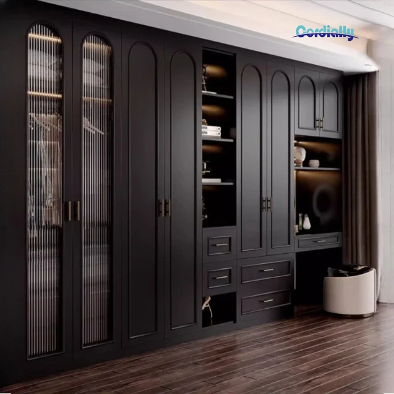 Luxury Double Wardrobe Cabinet Closet Clothes Organizer Comforter Storage Bedroom Furniture Modern Home Decor
