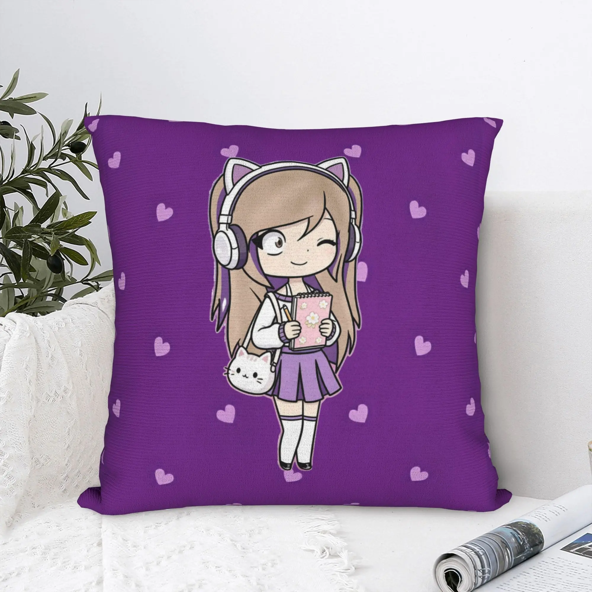 Lyna Vallejos Gamer Square Pillow Cases Cut Heart Cushion Covers Novelty Polyester Decor Pillowcover for Sofa 45*45cm