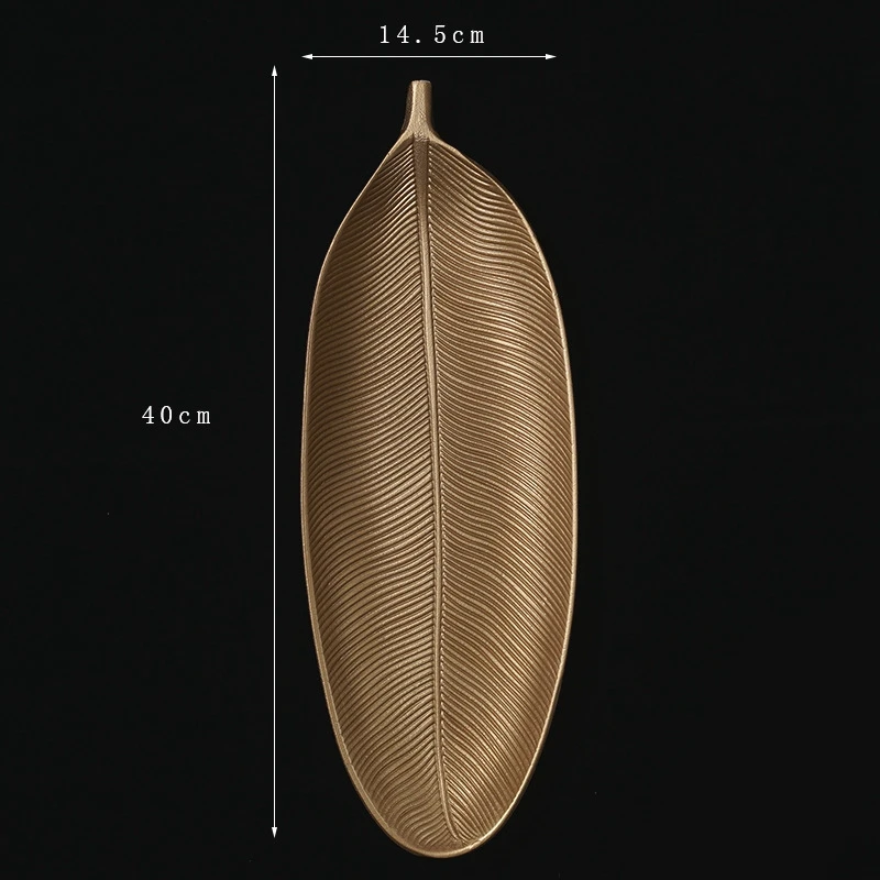 CHCH Nordic Decorative Tray Gold Leaves Shape Serving Tray Jewelry Pallet Fruit Snack Dish Table Storage Organizer (Small)