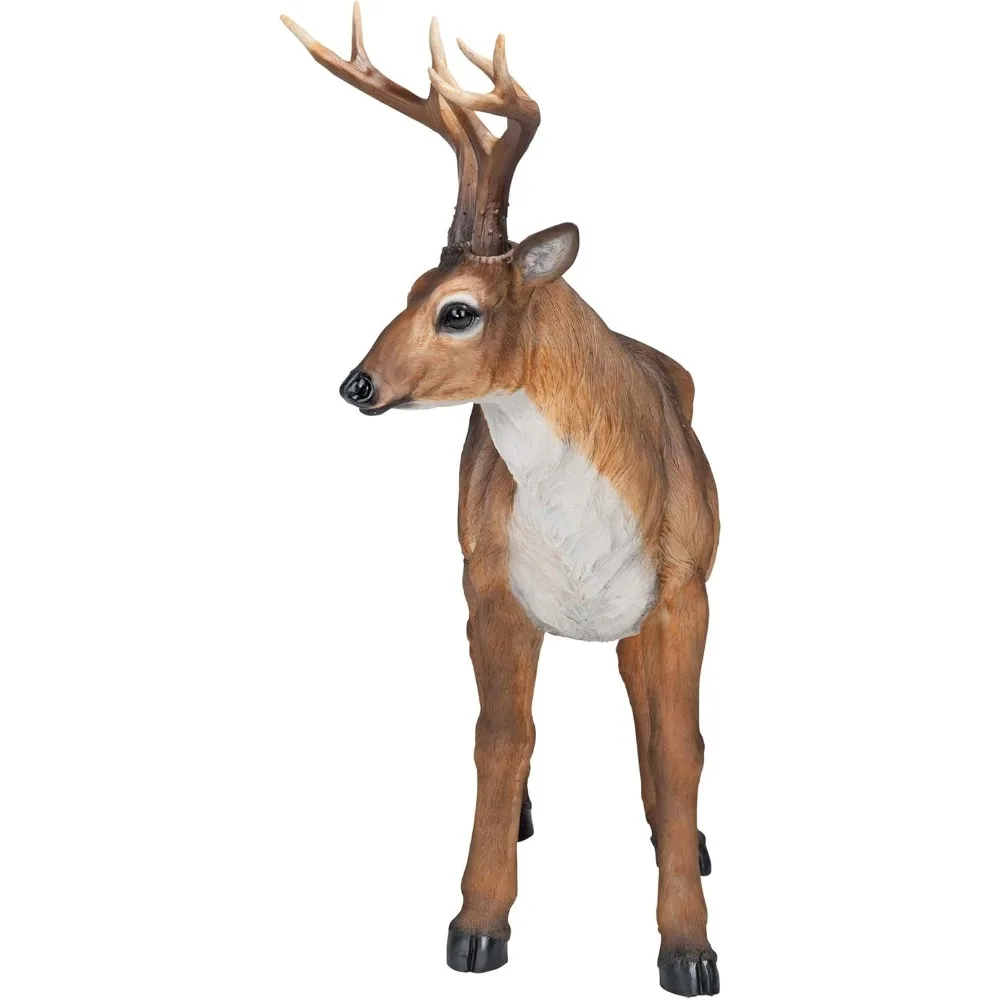 Large deer and stag indoor/outdoor garden bait animal statue, 28 inches long and 24 inches high, hand cast resin, brown finish