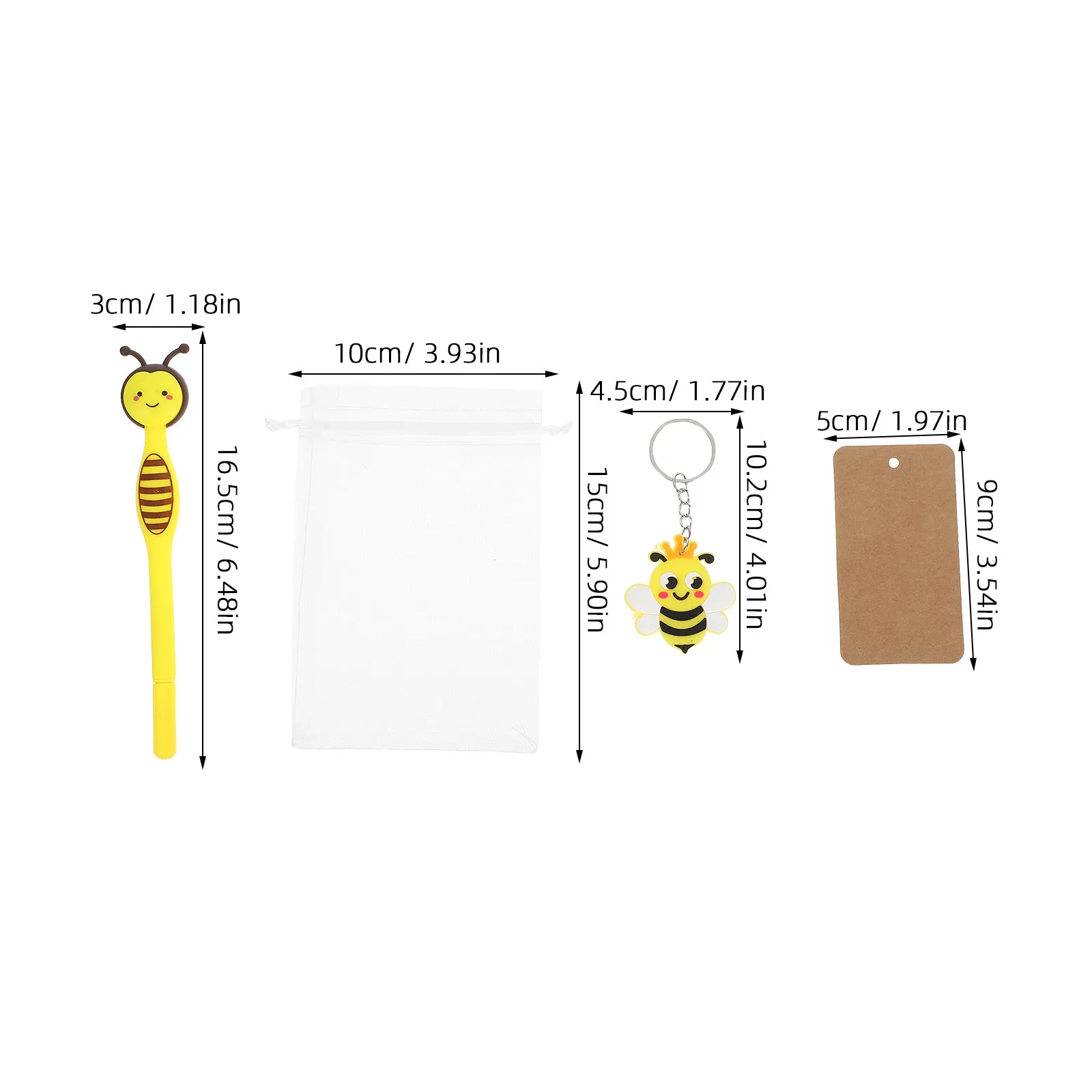 12Sets Bee Ballpoint Pens Keychain Set Cute Bee Party Favors Kids Birthday Baby Shower Teacher Nurse Gifts Tiny Craft Bees