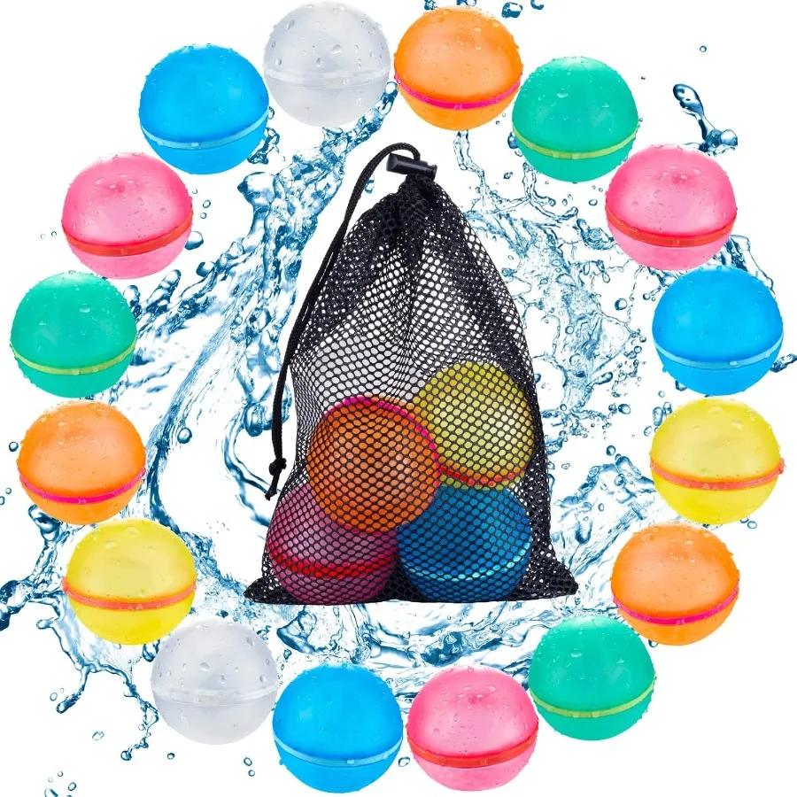 16 pçs balões de água reutilizáveis magnéticos recarregáveis silicone banho piscina praia brinquedos para preenchimento rápido auto selagem respingo bolas para fora