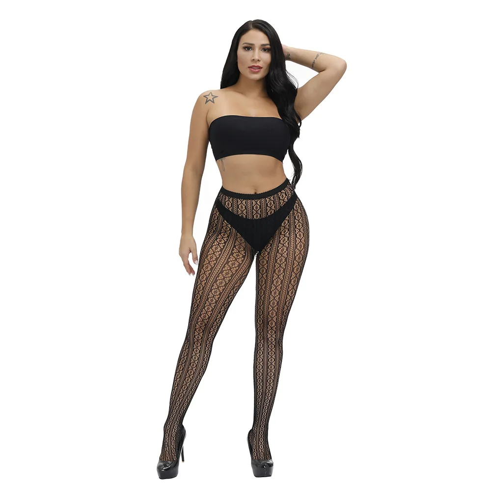 

Stylish Geometric Pattern Ladies Fishnet Pantyhose Sexy Cutout Thin Circular Figure Striped Hottie Personality Mesh Tights