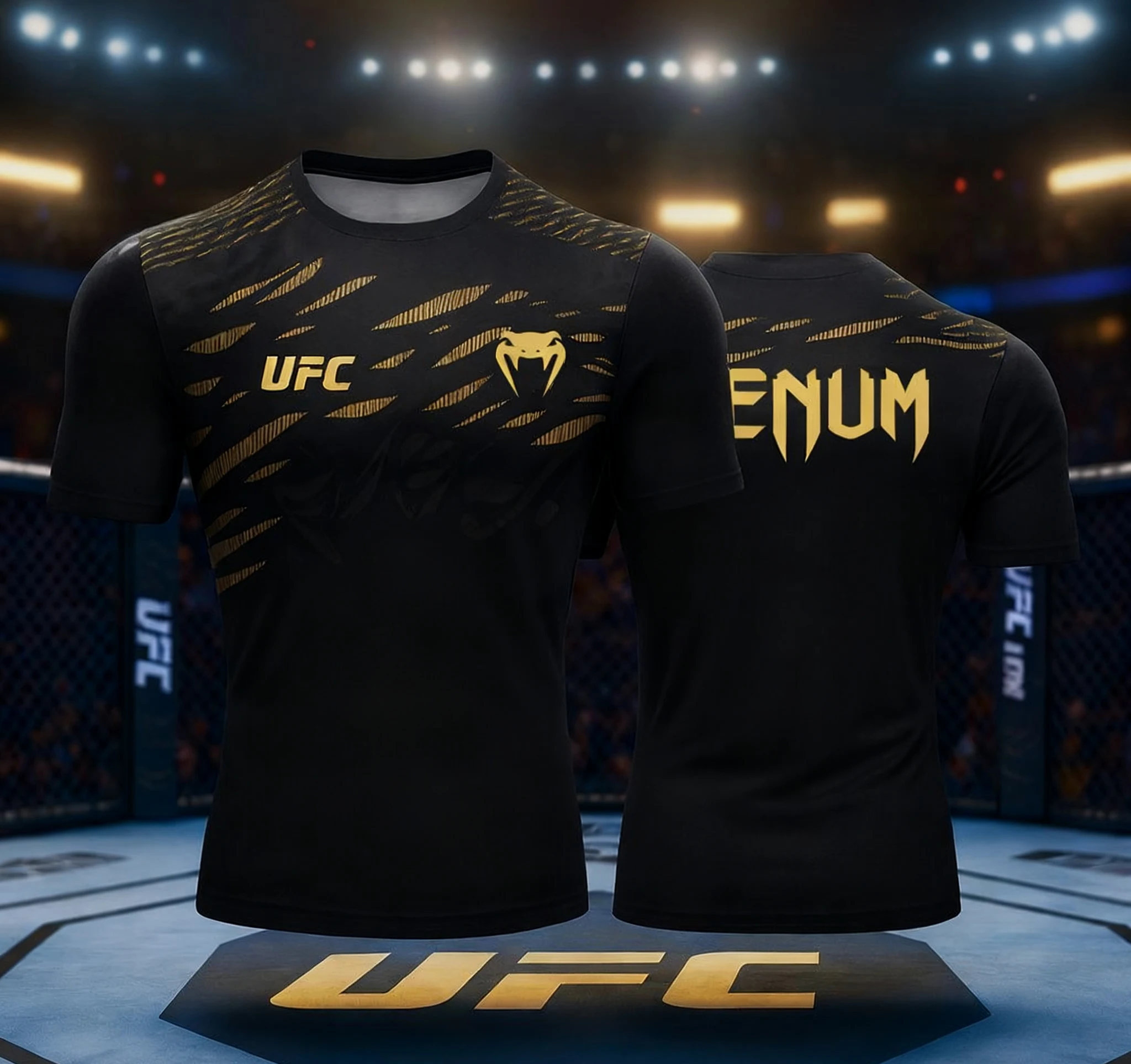 

UFC men's 3D printed training T-shirt, summer short-sleeved, casual and comfortable sports top, boxing, MMA gym, street fashion