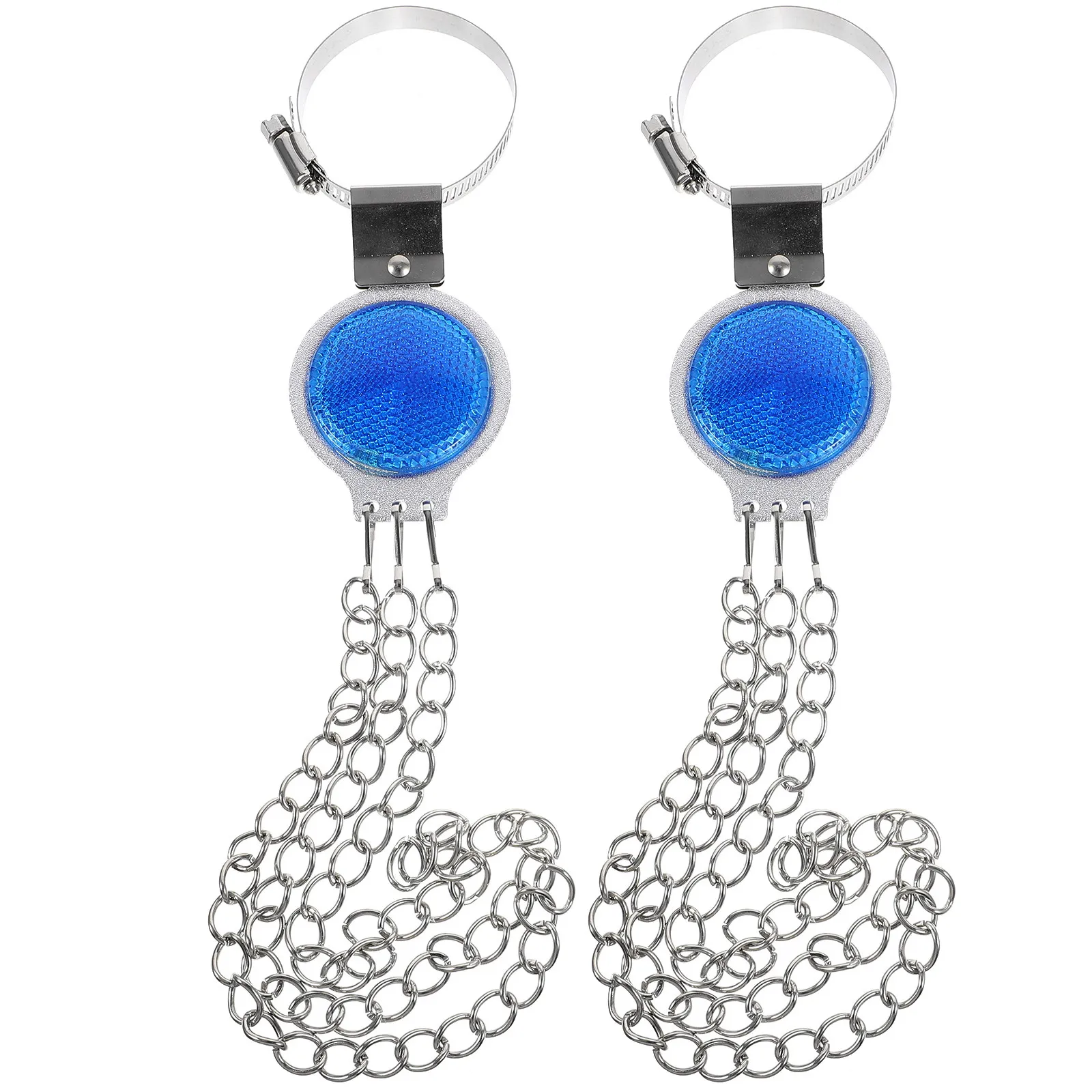 2Pcs Car Anti Static Ground Strap Metal Chain Blue 13-Inch Weatherproof Static Discharge Strip Automotive Electrostatic Removal