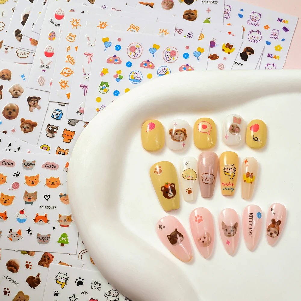 30pcs 사랑스러운 애완 동물 Ins 개 고양이 네일 스티커 귀여운 다른 고양이 디자인 데칼 고양이 발 슬라이더 자기 접착 매니큐어 액세서리