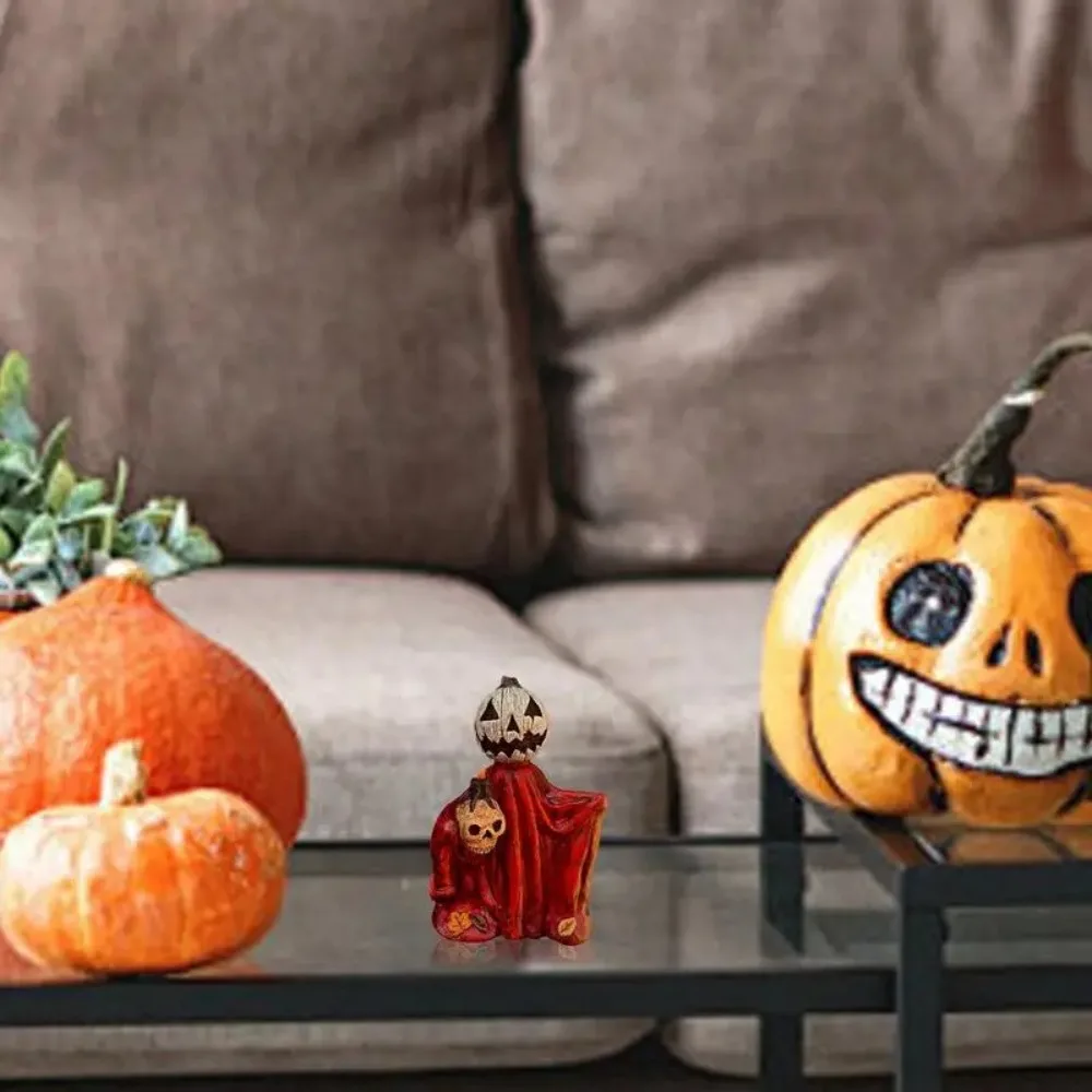 Pumpkin Halloween Miniature Ornament Resin Skull Horror Craft Miniature Ornament Pumpkin Spooky Pumpkin Ghost Ghost Figurines