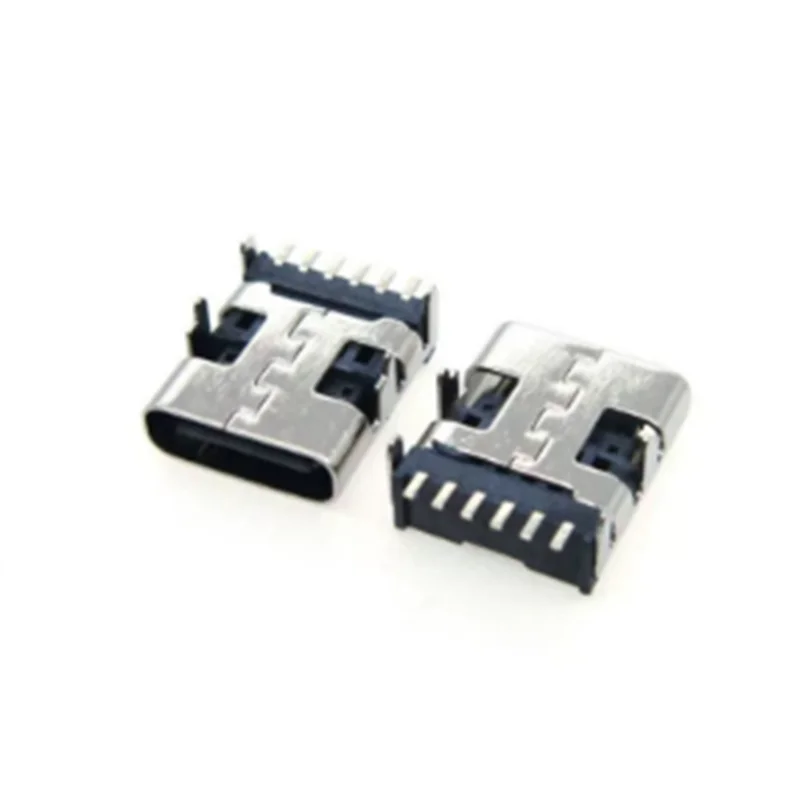 100PCS TYPE-C6P horizontal plug-in board with extended L=8.35/10.0/12.0TYPE-C 6pin female socket
