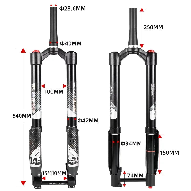 NANLIO Single Crown Inverted MTB Suspension Fork 26/27.5/29