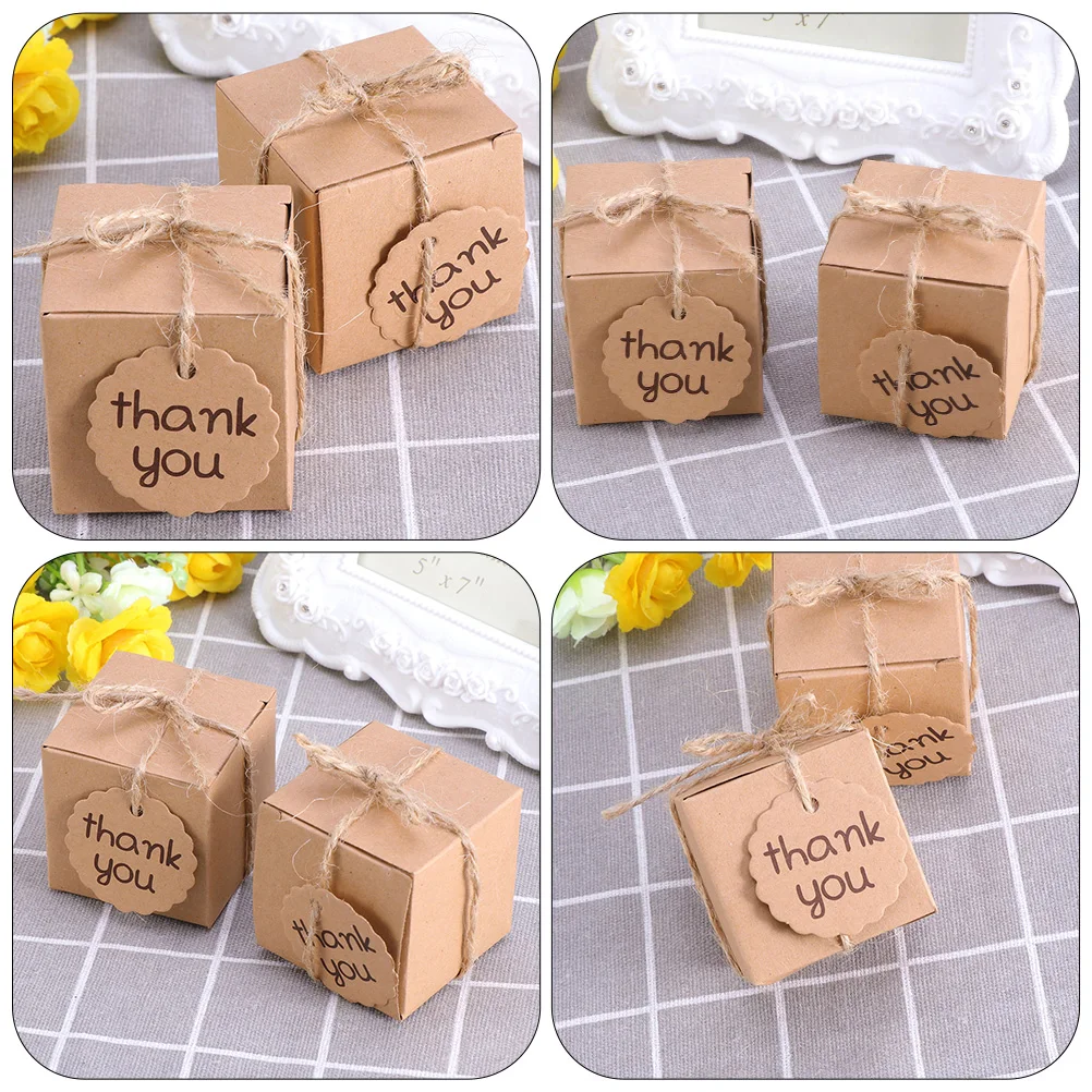 

60 Pcs Kraft Paper Candy Boxes Gifts Mint Chocolate Party Wedding Thank You Cards Packaging Brown Favor Container