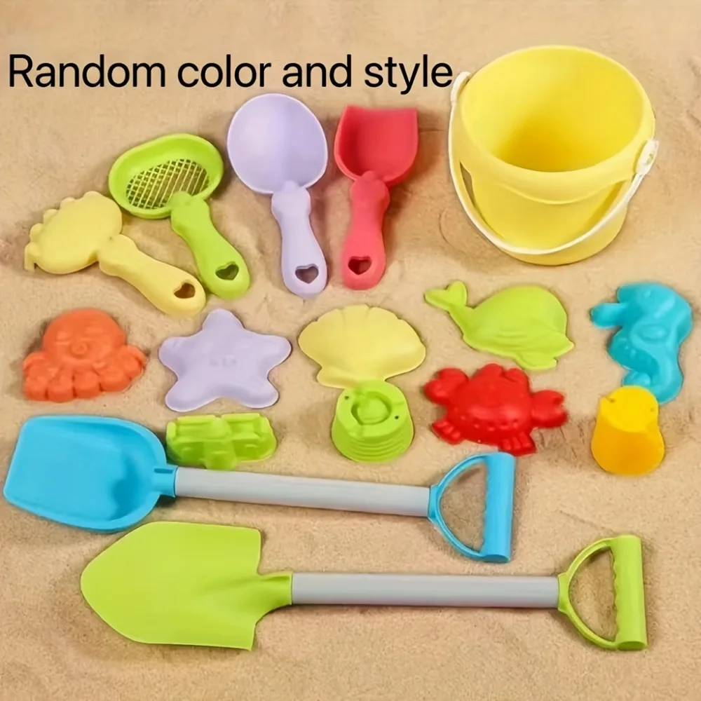 Beach Toys for Kids Sand Toys Set Sand Bucket Shovel Rake Toys for Beach Animal Dinosaur Molds Travel Sandbox Toys for Toddlers