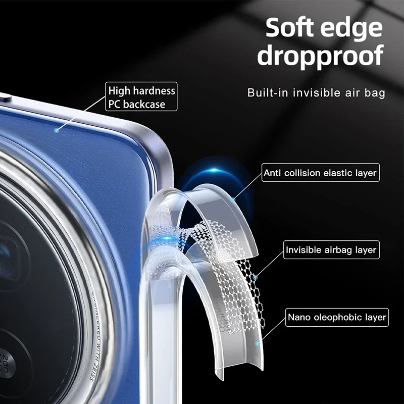 Vivo X200 Ultra X100S Pro 전화 케이스 자기 Magsafe 무선 충전 투명 충격 방지 소프트 에지 PC 뒷면 커버 케이스