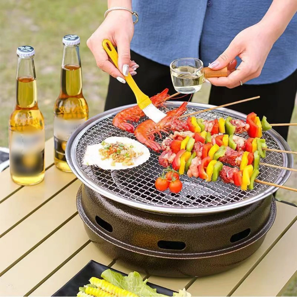 Barbecue Grill Home Barbecue Outdoor Camping Charcoal BBQ Stove Grills Mesh Portable Smokeless Barbecue Grill Pan