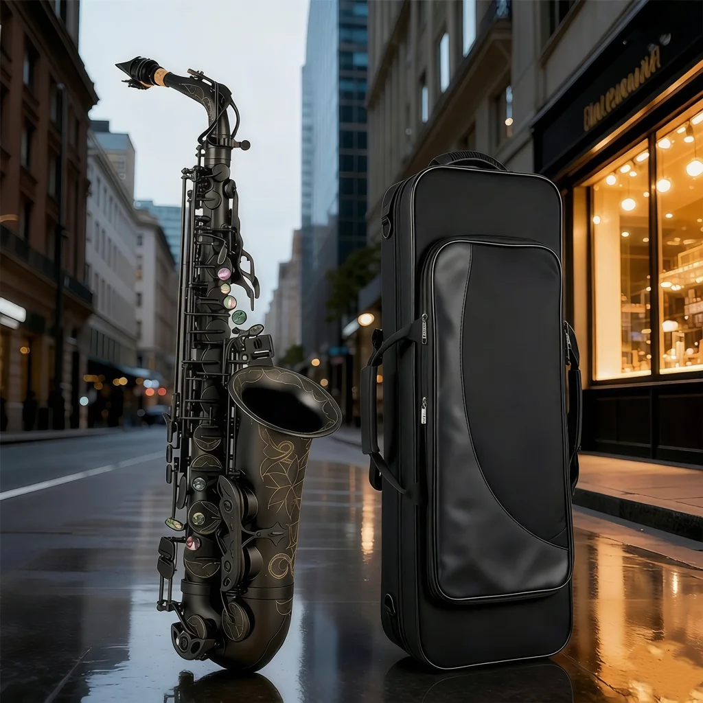 Eb Tone Alto Saxophone Black Nickel Matte Brass Wind Instrument for Stage Performance Examination Daily Practice