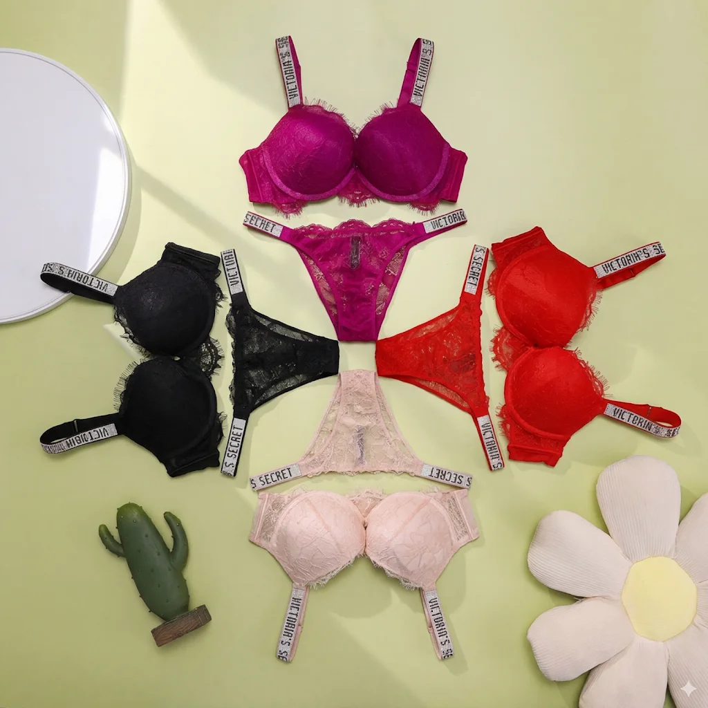 Conjunto de sujetador y bragas cómodo, push-up, moldeador, ajustable, acolchado, fruncido, nuevo conjunto de lencería sexy con encaje en V para mujer