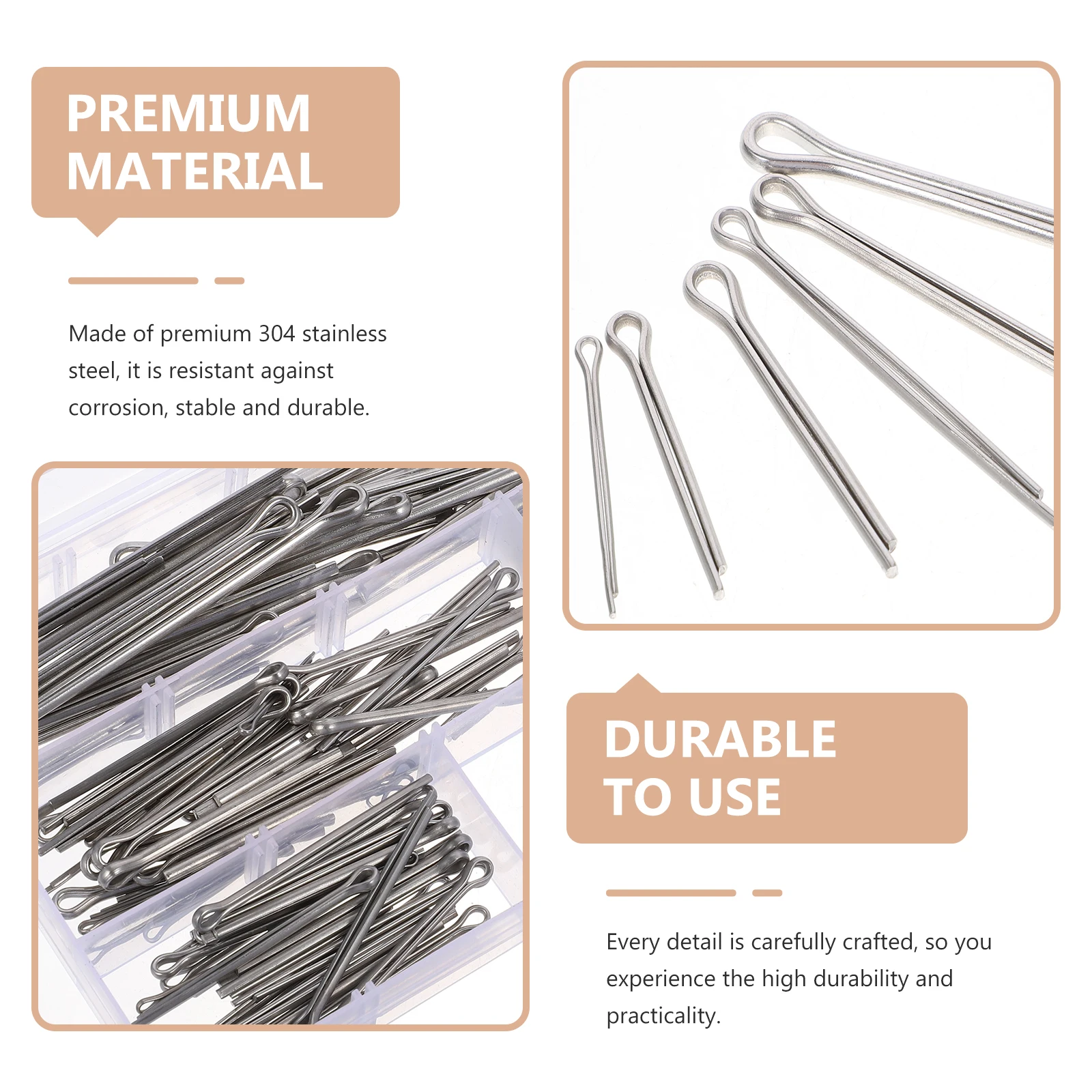 

1 set Stainless Steel Cotter Pin Assortment Kit M1.6 M2.5 .2 M4 304 Grade Opening Pins Fastener Fittings Spring Clip Retainer