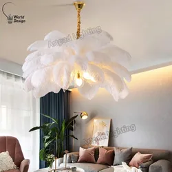 Nordic wisiorek z piórkiem światła kreatywne kolorowe piórka wiszące pokój Lamp Decor sypialnia salon z piór sufitowa Droplight