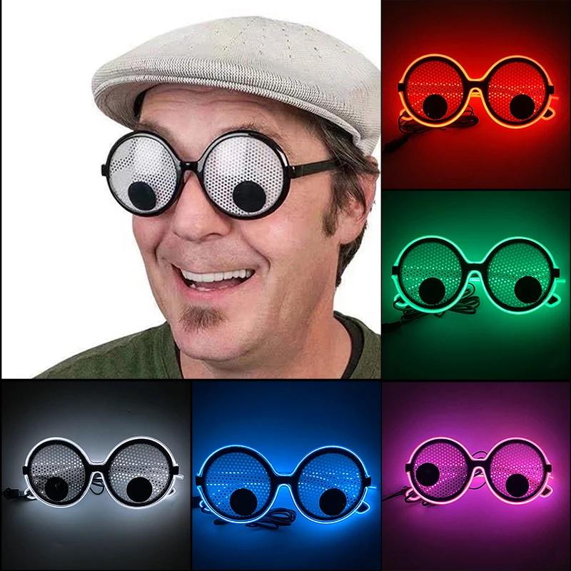 Funny Rotating Eyeballs Glasses Wiggly Eyes Glasses Shaking Eyeball Glasses for Kids Adult Halloween Party Costume Accessories