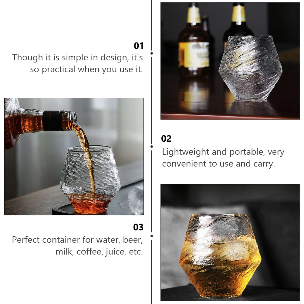 

1Pcs Hammered Glass Cup Heat Resistant Large Capacity Transparent Water Wine Beverage Glass for Home Office