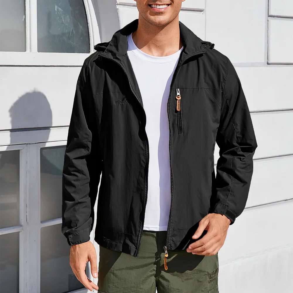 

Весенне-осенняя мужская куртка с капюшоном, облегающая ветрозащитная боксерская куртка для кемпинга, пешего туризма, уличная водонепроницаемая дышащая верхняя одежда